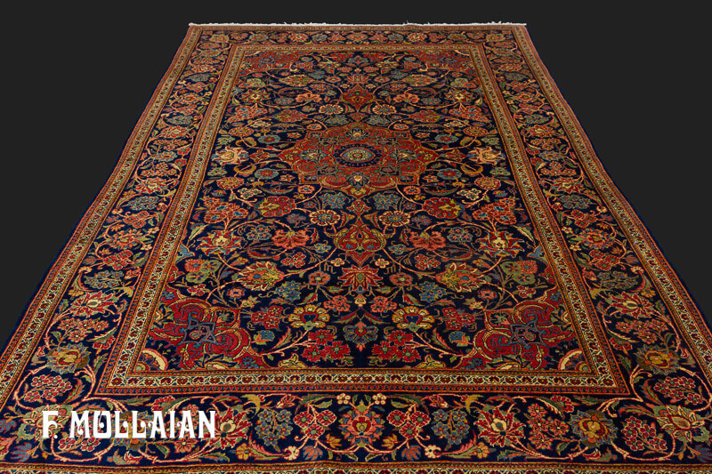 Antique Persian Part Silk Kashan Rug n°:40376870